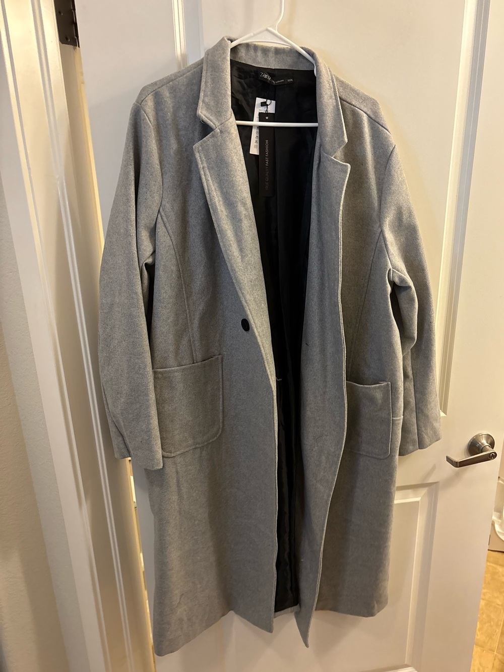 Zanzea Light Gray Longline Single-Breasted Trench Coat